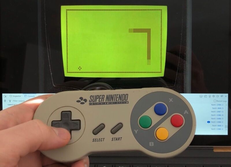 Controlling Snake with a SNES gamepad (via a USB connector)